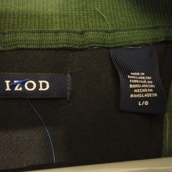 NWT Izod Green zip front Size L Pullover Shirt - Picture 4 of 7